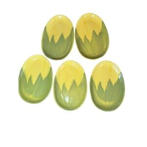 5 Vintage Shawnee Pottery Corn King Corn on Cob Oval  Plate #68 MCM USA